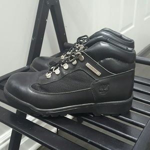 Black leather timberland fits womens 7 or boys 5